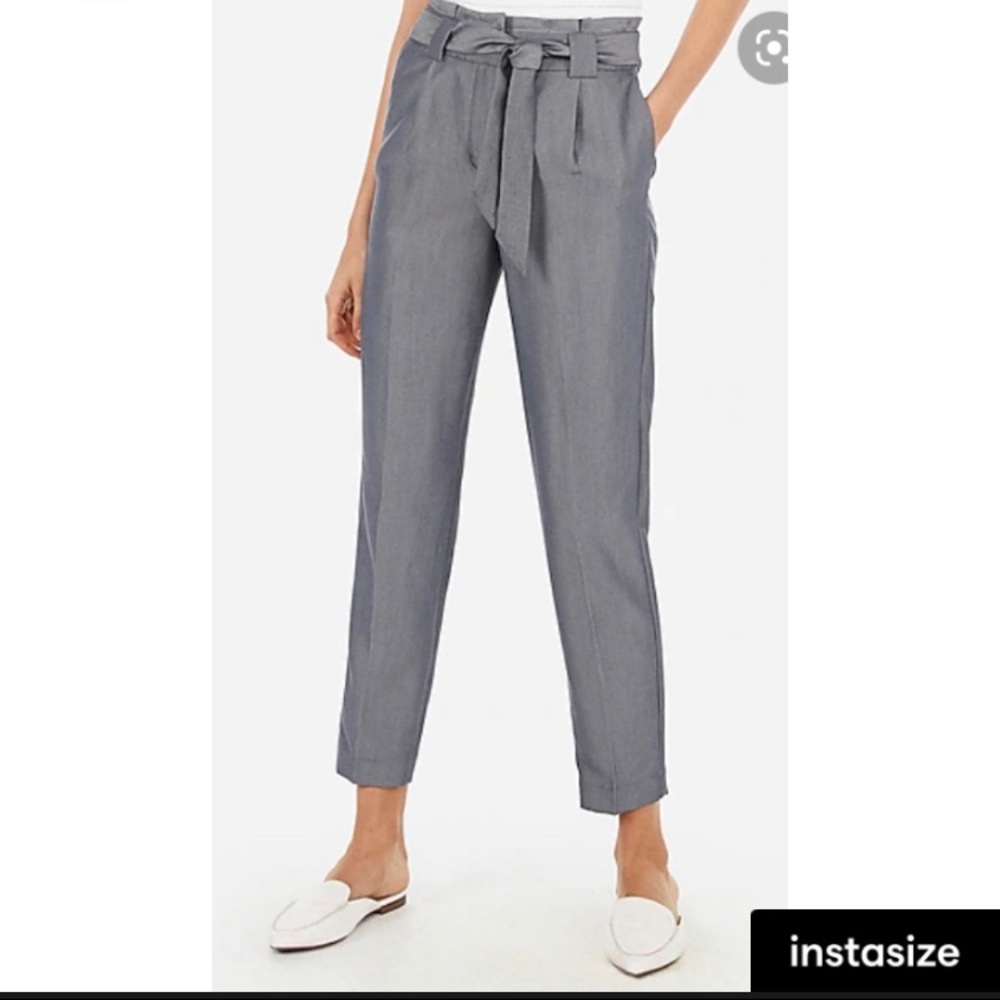 NWT Express Sz 0R Heather Gray Paperbag Ankle Pants
